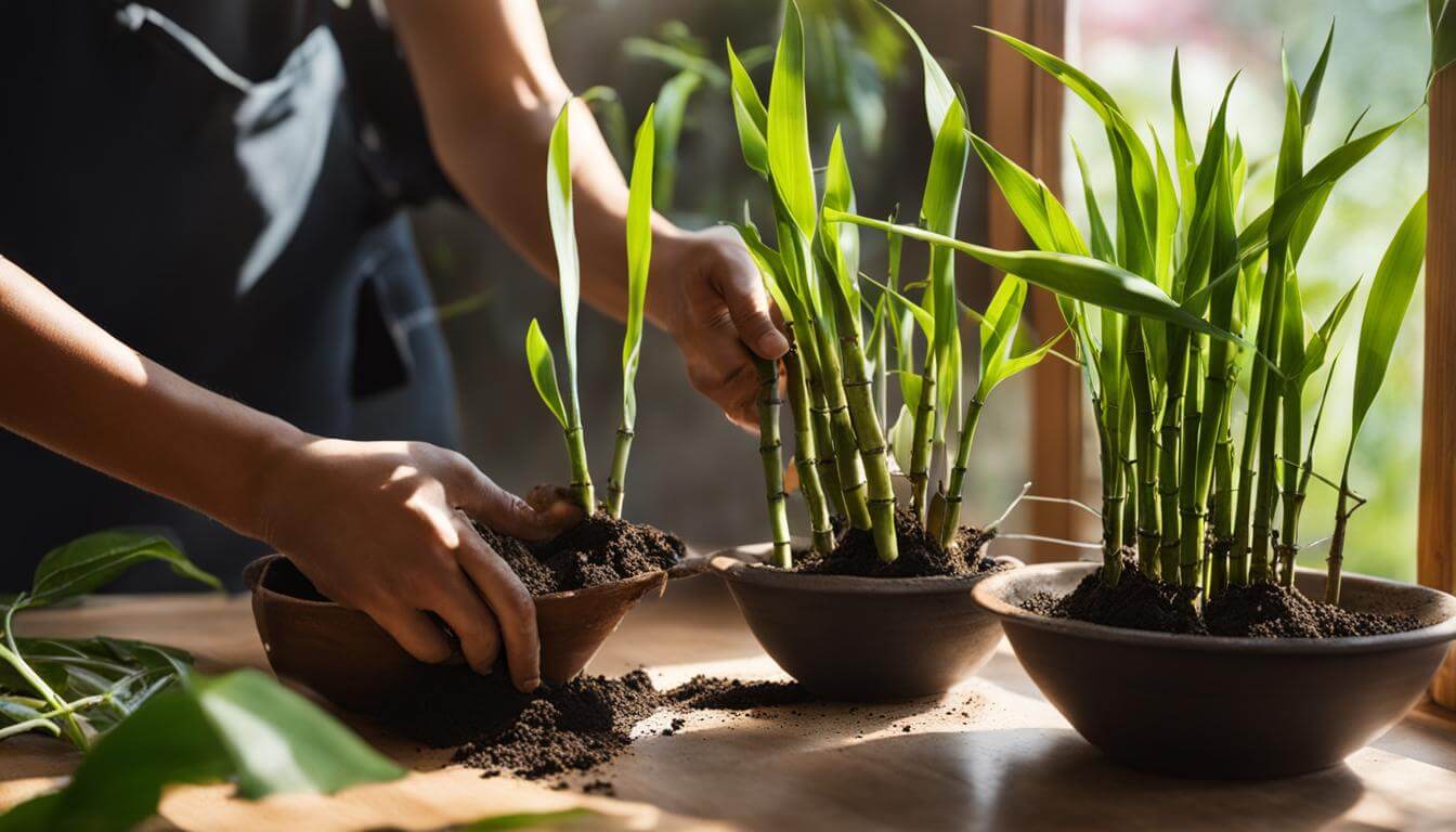 repotting and dividing lucky bamboo