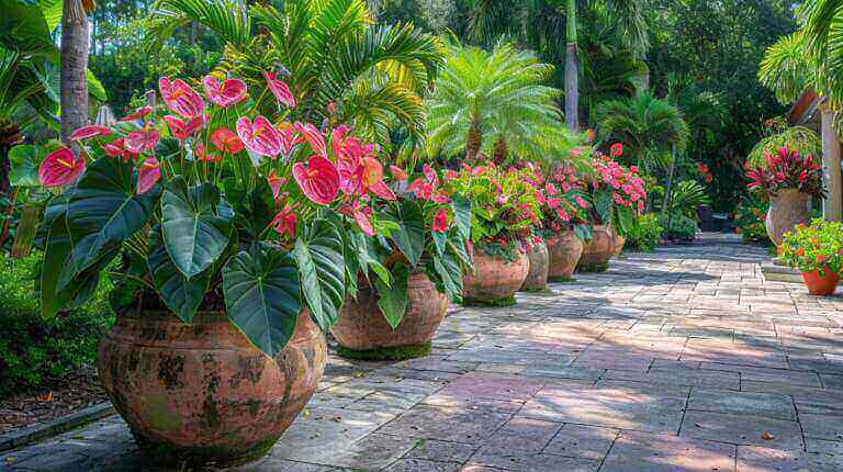 Using Laceleaf Anthurium and Other Tailflowers for Tropical Houseplant Landscape Color